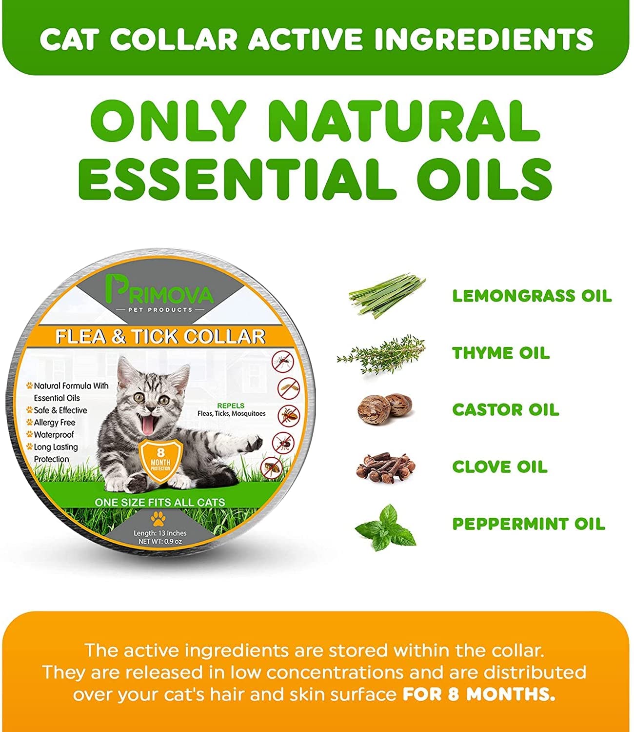 Flea and Tick Collar for Cats with Natural Essential Oils